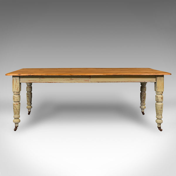 Antique Farmhouse Table, English, Pine, 6 Seat, Dining, Kitchen, Victorian, 1900
