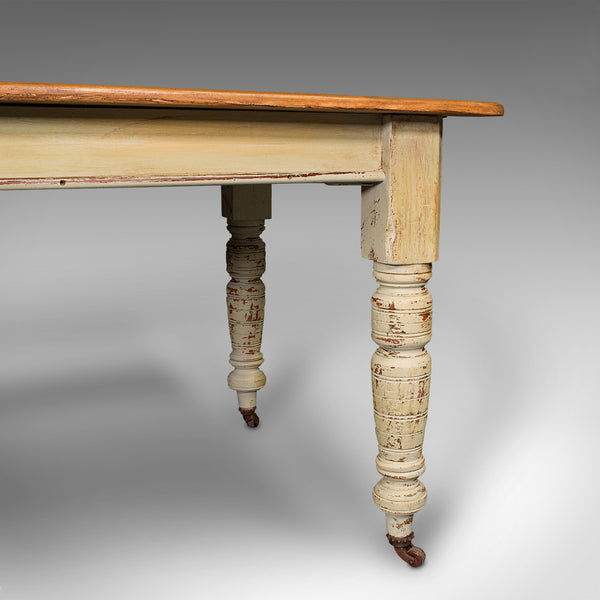 Antique Farmhouse Table, English, Pine, 6 Seat, Dining, Kitchen, Victorian, 1900