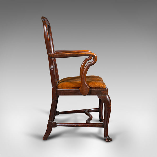 Antique Marquetry Elbow Chair, Dutch, Beech, Fruitwood, Carver, Georgian, C.1800