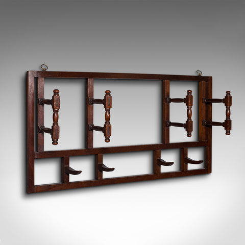 Antique Mounted Coat Rack, English, Folding, Hall, Hanger, Hat, Scarf, Edwardian