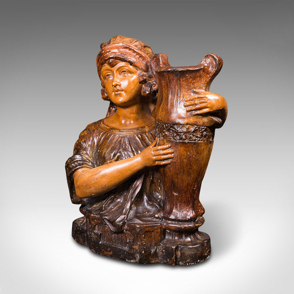 Antique Female Portrait Bust, French, Decorative Figure, Candle Holder, C.1900