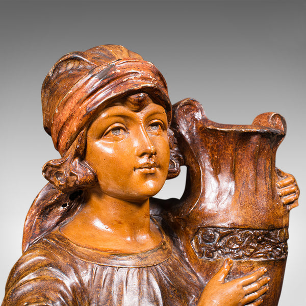 Antique Female Portrait Bust, French, Decorative Figure, Candle Holder, C.1900