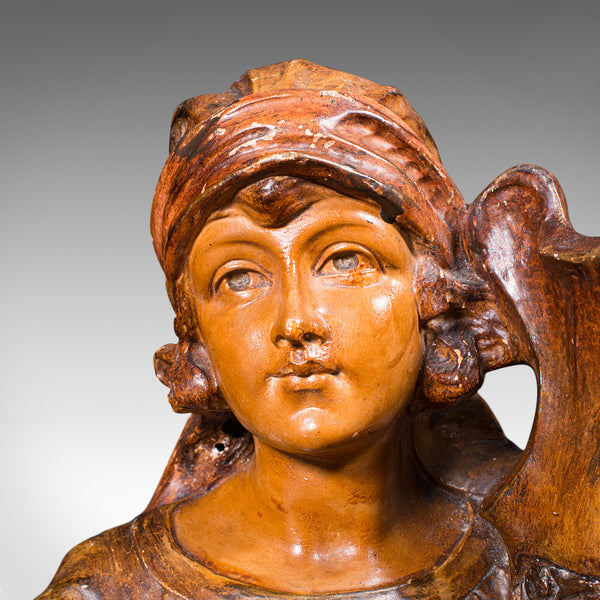 Antique Female Portrait Bust, French, Decorative Figure, Candle Holder, C.1900