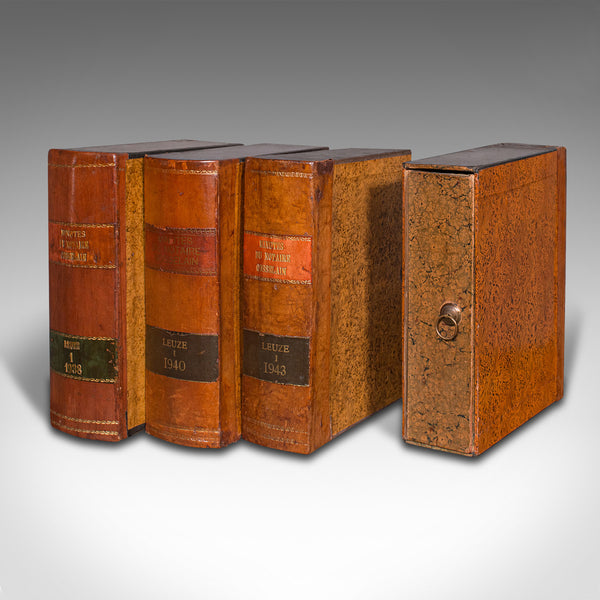 Set Of 4, Vintage Book Boxes, English, Leatherbound, Secret, Keepsake, Folio