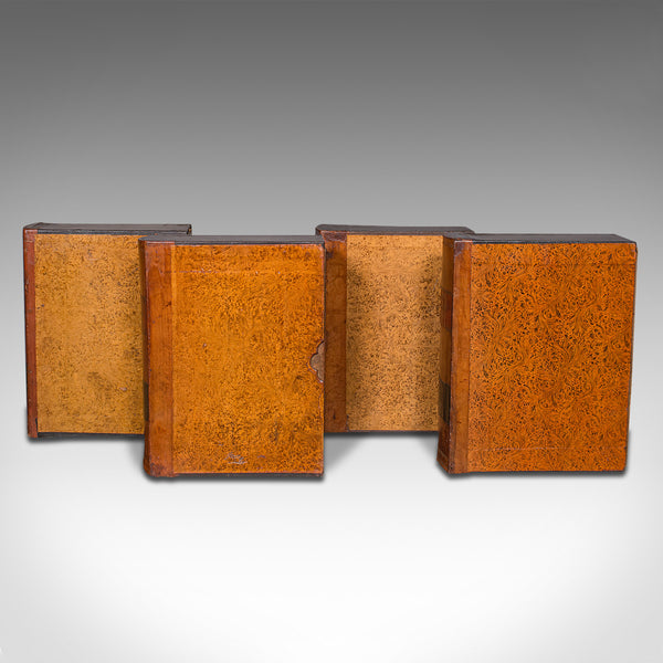 Set Of 4, Vintage Book Boxes, English, Leatherbound, Secret, Keepsake, Folio