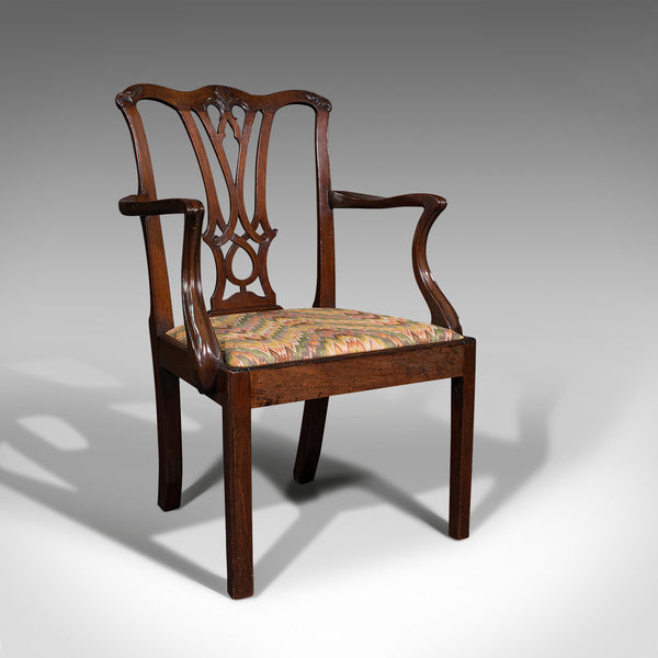 Antique Elbow Chair, English, Carver, After Chippendale, Georgian, Circa 1800