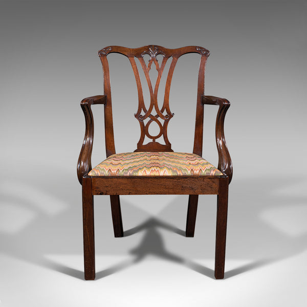 Antique Elbow Chair, English, Carver, After Chippendale, Georgian, Circa 1800