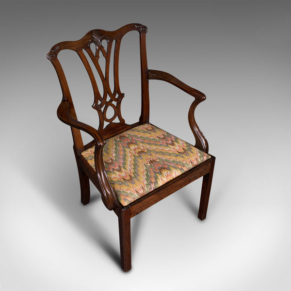 Antique Elbow Chair, English, Carver, After Chippendale, Georgian, Circa 1800