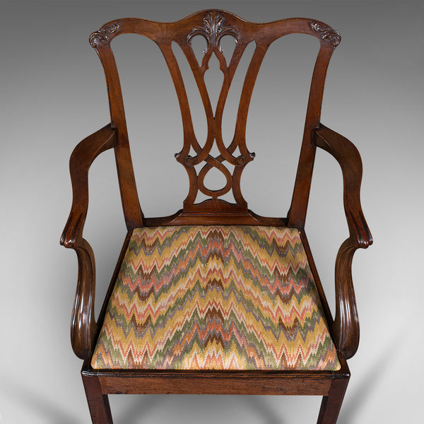 Antique Elbow Chair, English, Carver, After Chippendale, Georgian, Circa 1800