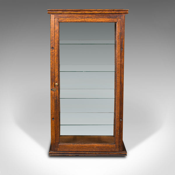 Antique Cigar Display Cabinet, English, Oak, Retail, Shop, Countertop, Edwardian