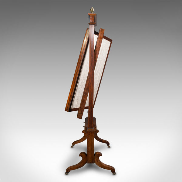 Antique Shop's Dressing Mirror, English, Walnut, Cheval, Retail, Regency, C.1820