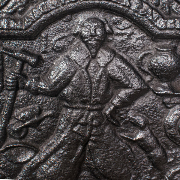 Antique Relief Fire Back, English, Cast Iron, Decorative, Fireplace, Victorian