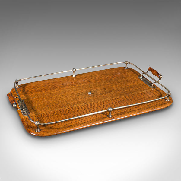 Antique Afternoon Tea Tray, English, Oak, Serving Platter, Edwardian, Circa 1910