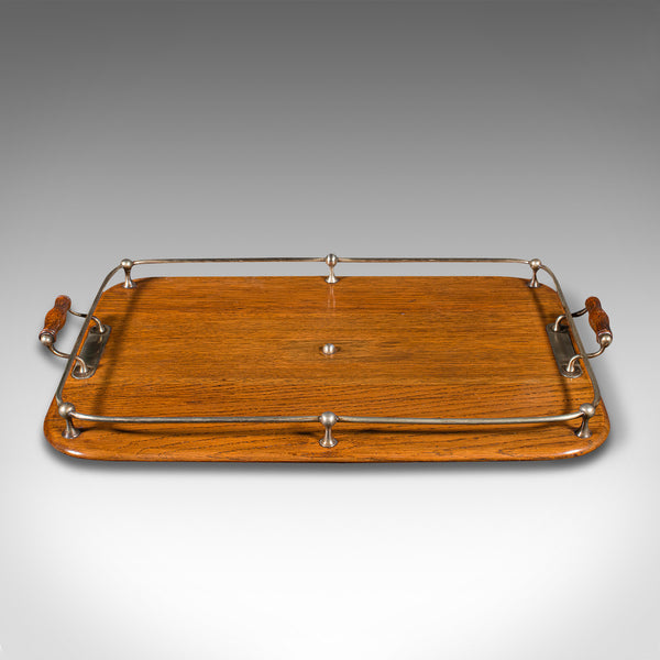 Antique Afternoon Tea Tray, English, Oak, Serving Platter, Edwardian, Circa 1910