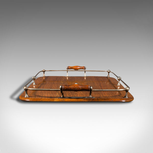 Antique Afternoon Tea Tray, English, Oak, Serving Platter, Edwardian, Circa 1910