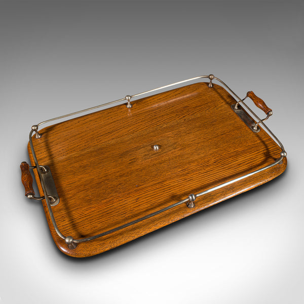 Antique Afternoon Tea Tray, English, Oak, Serving Platter, Edwardian, Circa 1910
