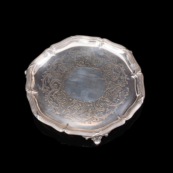 Antique Decorative Saucer, Silver Plate, Dish, Thomas Bradbury, Victorian, 1890