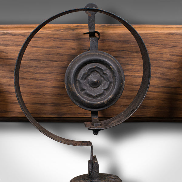Set Of Antique Servant's Bells, English, Cast Iron, Oak, Butler, Victorian, 1860