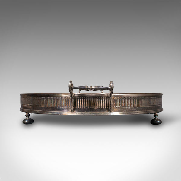 Antique Oval Serving Tray, English, Oak, Silver Plate, Tea Platter, Edwardian