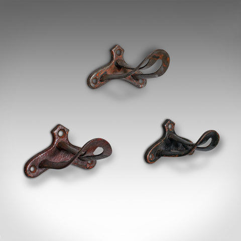 Set Of 3 Small Antique Crop Hanging Racks, English, Wall Mount, Victorian, 1900