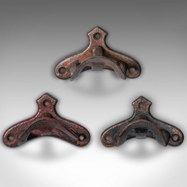 Set Of 3 Small Antique Crop Hanging Racks, English, Wall Mount, Victorian, 1900