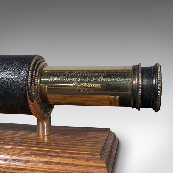 Antique Lord Bury 4 Draw Telescope, English, Leather, Steward, Victorian, C.1870