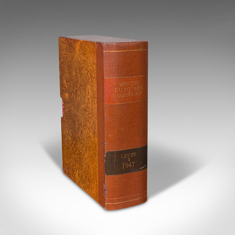 Vintage Faux Book Box, English, Leather Bound Folio, Sleeve, Secret Safe, C.1950