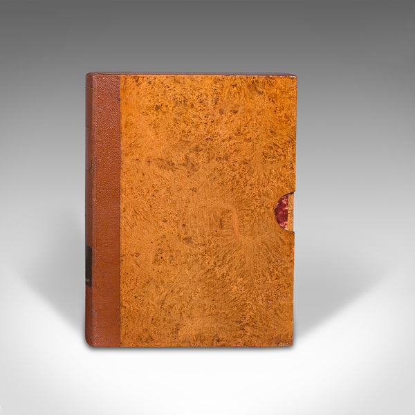 Vintage Faux Book Box, English, Leather Bound Folio, Sleeve, Secret Safe, C.1950