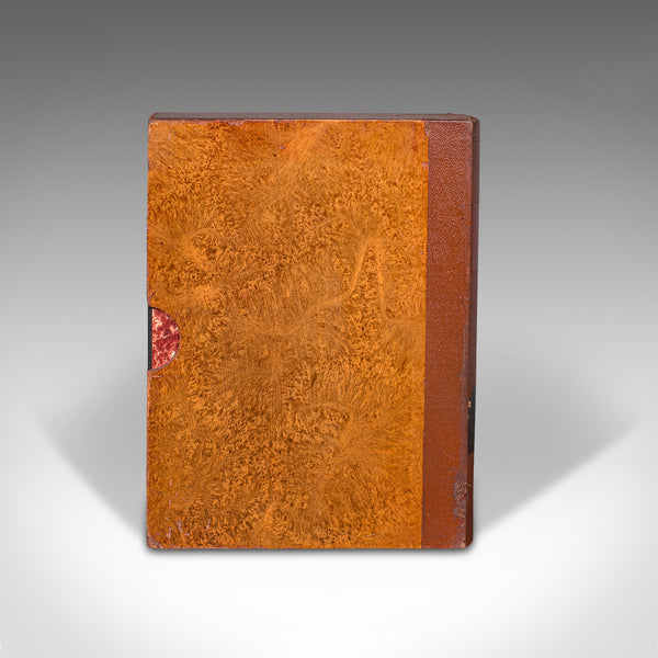 Vintage Faux Book Box, English, Leather Bound Folio, Sleeve, Secret Safe, C.1950
