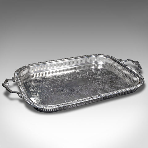 Vintage Serving Tray, English, Silver Plate, Afternoon Tea, Mid 20th Century