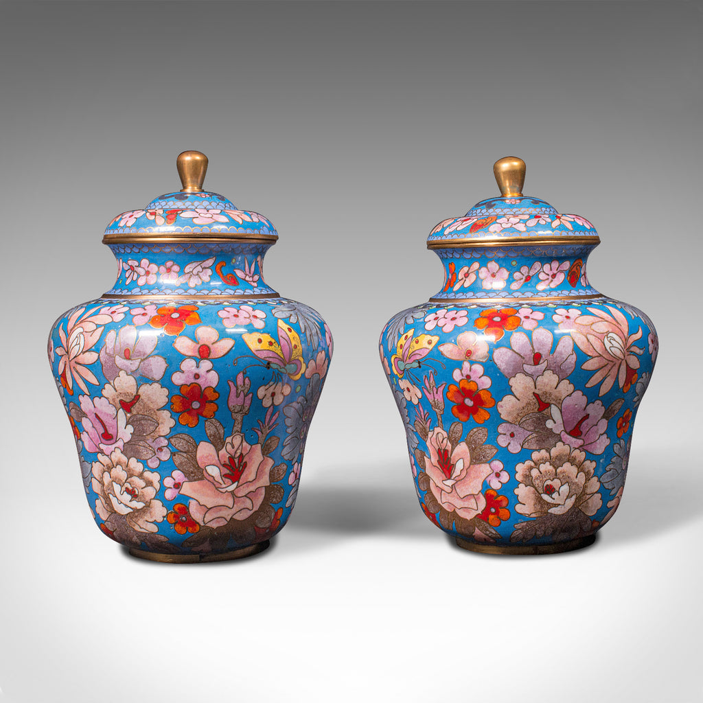 Pair Of Antique Cloisonne Spice Jars English Ceramic Decorative. London Fine Antiques