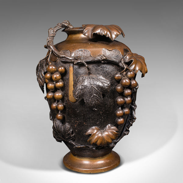 Large Pair Of Antique Decorative Vases, Japanese, Bronze, Amphora, Victorian