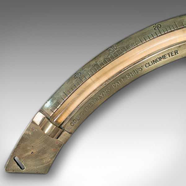Antique Ship's Clinometer, English, Brass, Maritime Instrument, H Hughes, C.1900