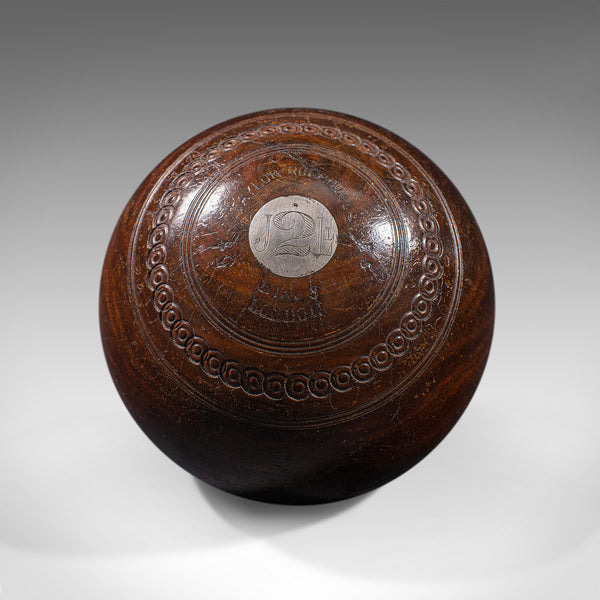 Pair Of Antique Bowling Woods, English Lawn Bowls Ball, Taylor Rolph, Dated 1922