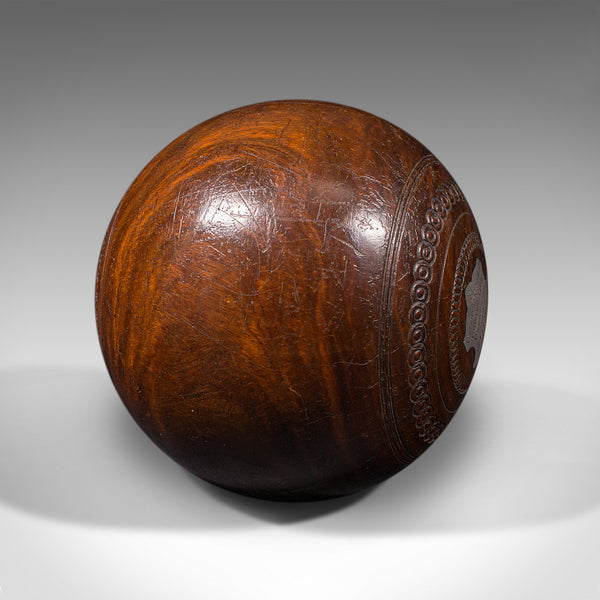 Pair Of Antique Bowling Woods, English Lawn Bowls Ball, Taylor Rolph, Dated 1922