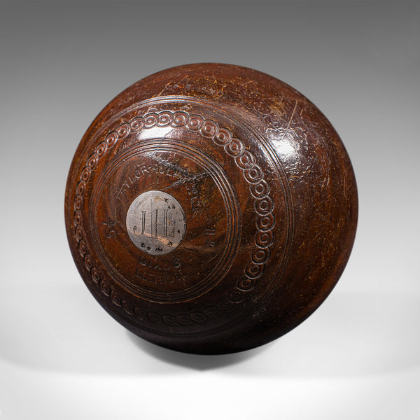 Pair Of Antique Bowling Woods, English Lawn Bowls Ball, Taylor Rolph, Dated 1922