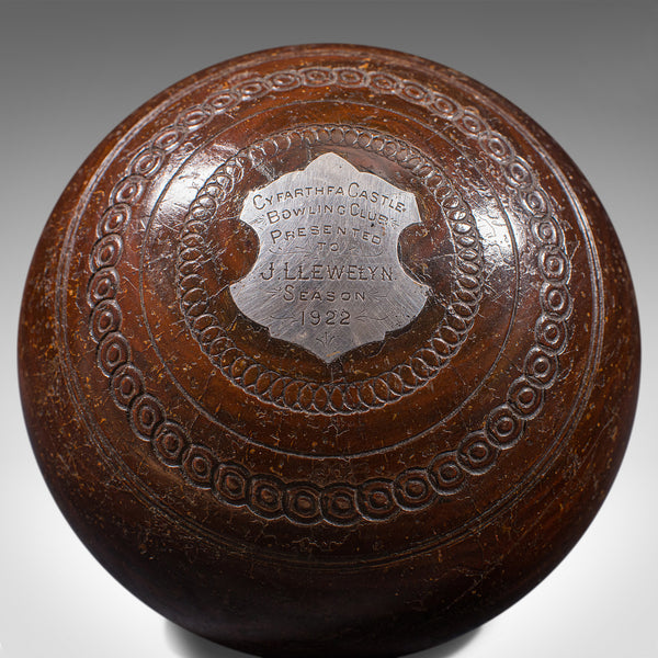 Pair Of Antique Bowling Woods, English Lawn Bowls Ball, Taylor Rolph, Dated 1922