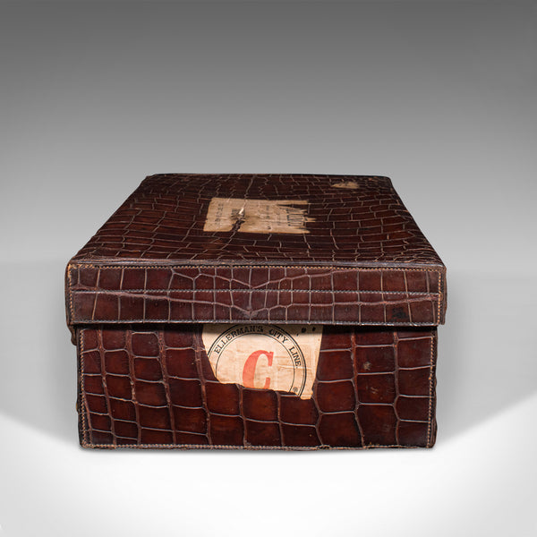 Antique Traveller's Suitcase, Indian, Colonial, Crocodile, Luggage, Edwardian