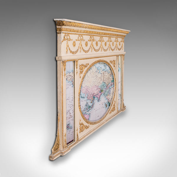 Antique Overmantle Mirror, Italian, Triptych, Fireplace, Late Victorian, C.1900