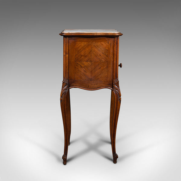 Antique Bedside Cabinet, French, Walnut, Marble, Night Stand, Victorian, C.1900