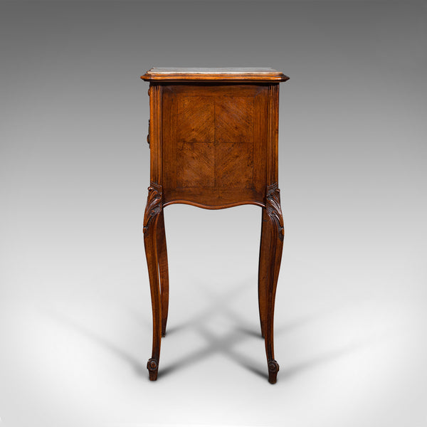 Antique Bedside Cabinet, French, Walnut, Marble, Night Stand, Victorian, C.1900