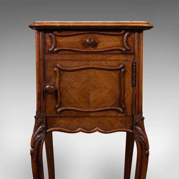 Antique Bedside Cabinet, French, Walnut, Marble, Night Stand, Victorian, C.1900