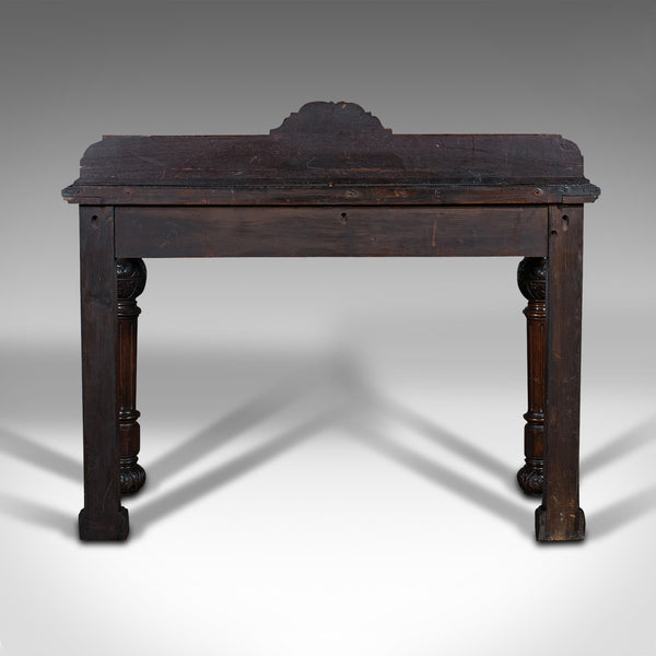 Antique Side Table, Scottish, Oak Console, Desk, Gothic Taste, Victorian, C.1880