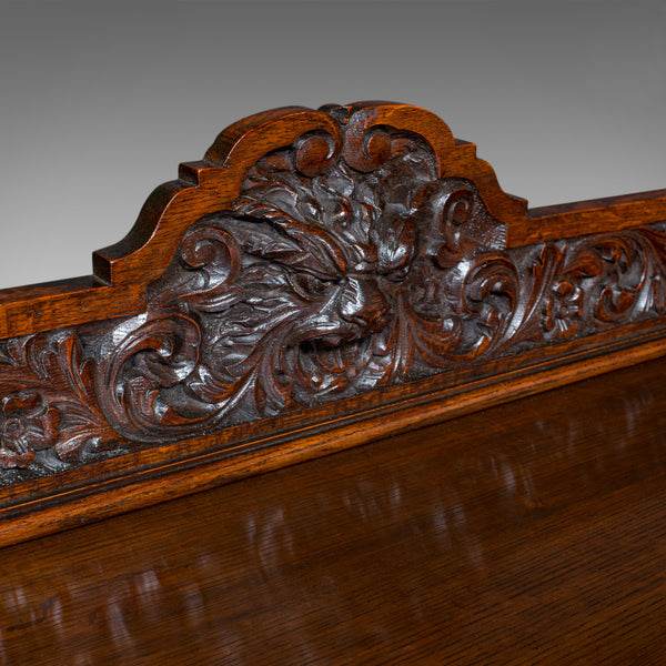 Antique Side Table, Scottish, Oak Console, Desk, Gothic Taste, Victorian, C.1880