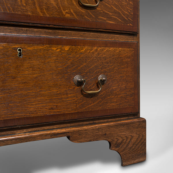 Antique Compact Chest Of Drawers, English, Oak, Bedside Cabinet, Georgian, 1800