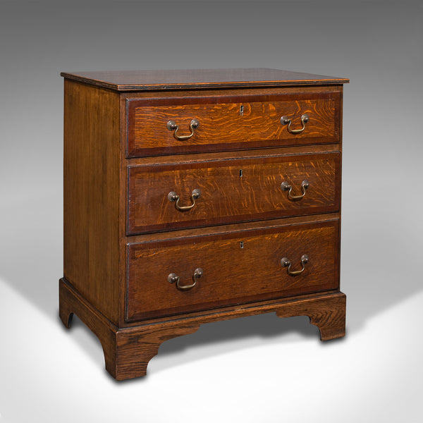 Antique Compact Chest Of Drawers, English, Oak, Bedside Cabinet, Georgian, 1800