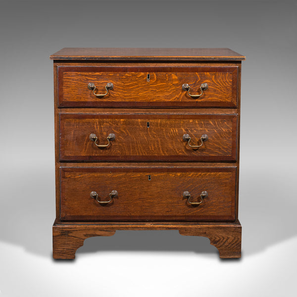 Antique Compact Chest Of Drawers, English, Oak, Bedside Cabinet, Georgian, 1800