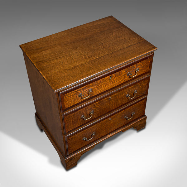 Antique Compact Chest Of Drawers, English, Oak, Bedside Cabinet, Georgian, 1800