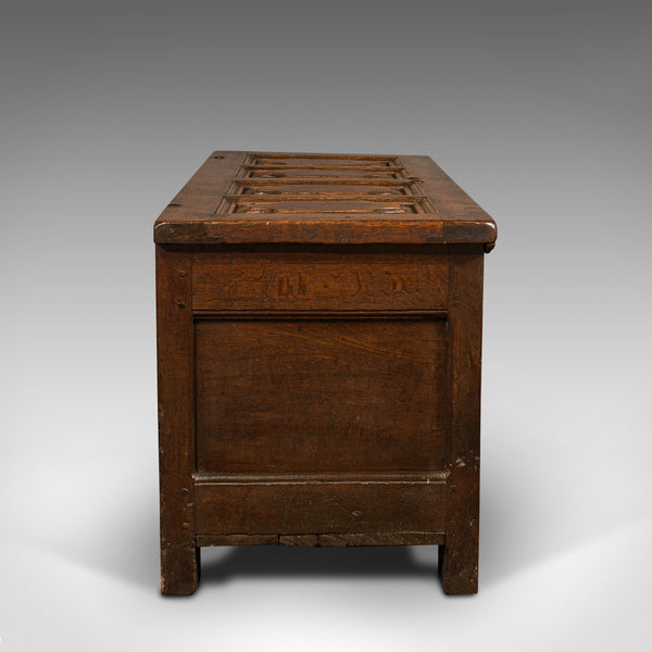 Large Antique Four Panel Coffer, Scottish, Oak, Chest, Window Seat, Georgian