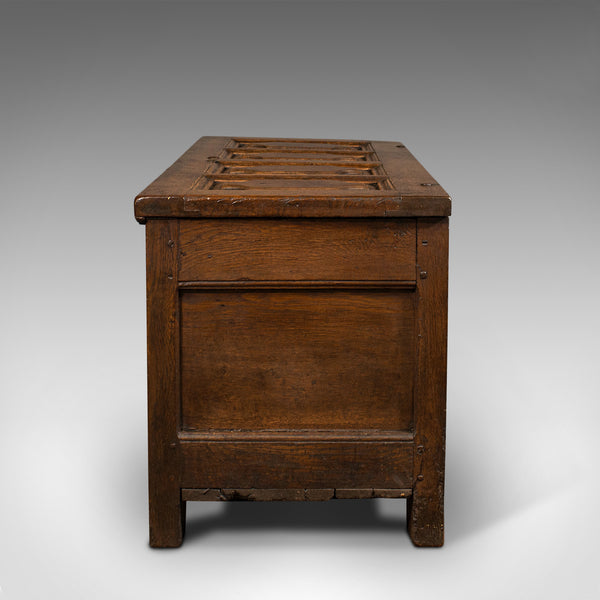 Large Antique Four Panel Coffer, Scottish, Oak, Chest, Window Seat, Georgian